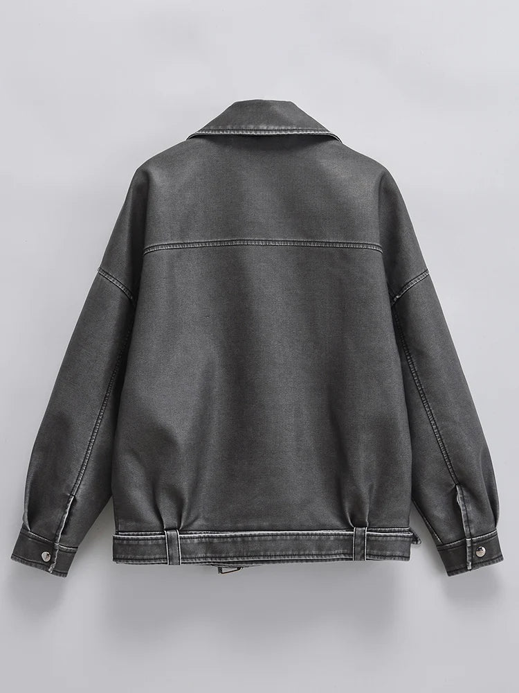 Women's Oversized Vintage Leather Jacket | Raina