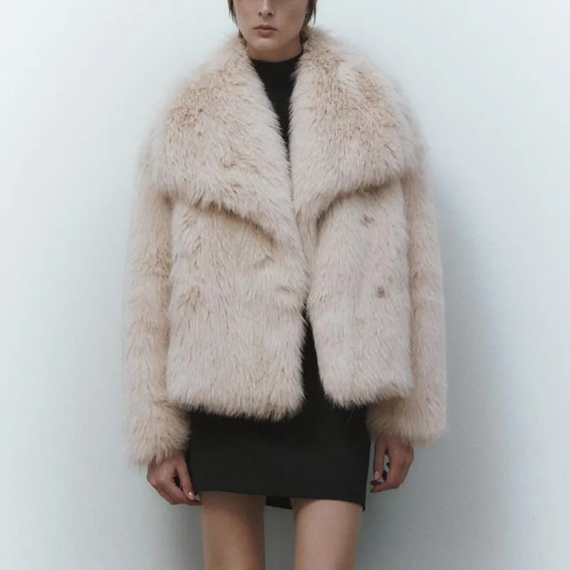 Women's Short Fur Jacket With Collar Accent | Darcie