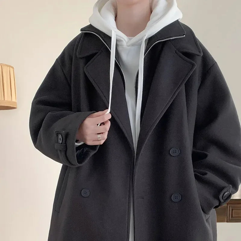 Elegant Men's Long Wool Coat for Winter | Daniel