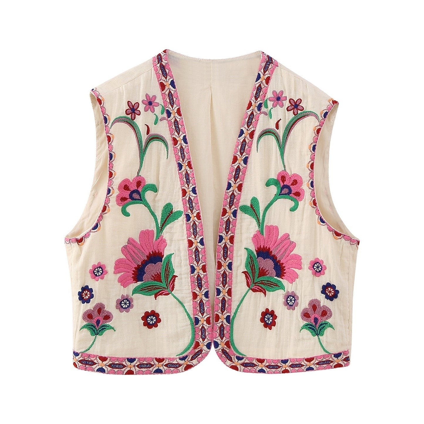 Vintage Floral Embroidered Vest for Women | Estella