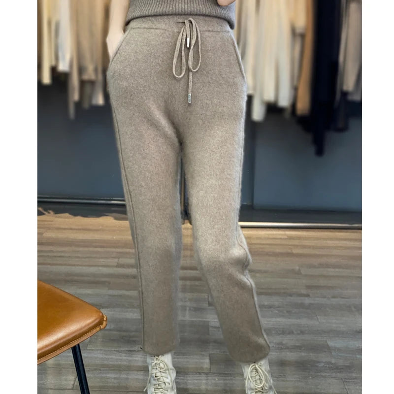 Women's Wool High-Waist Slim Pants | Carolina