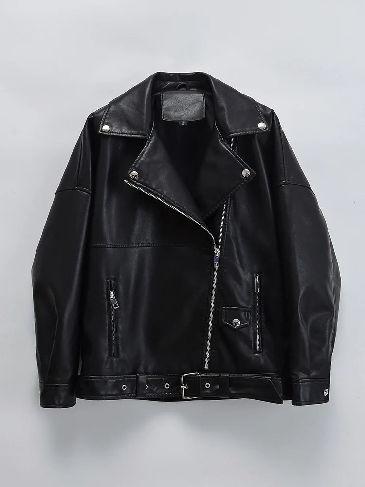 Women's Oversized Vintage Leather Jacket | Raina