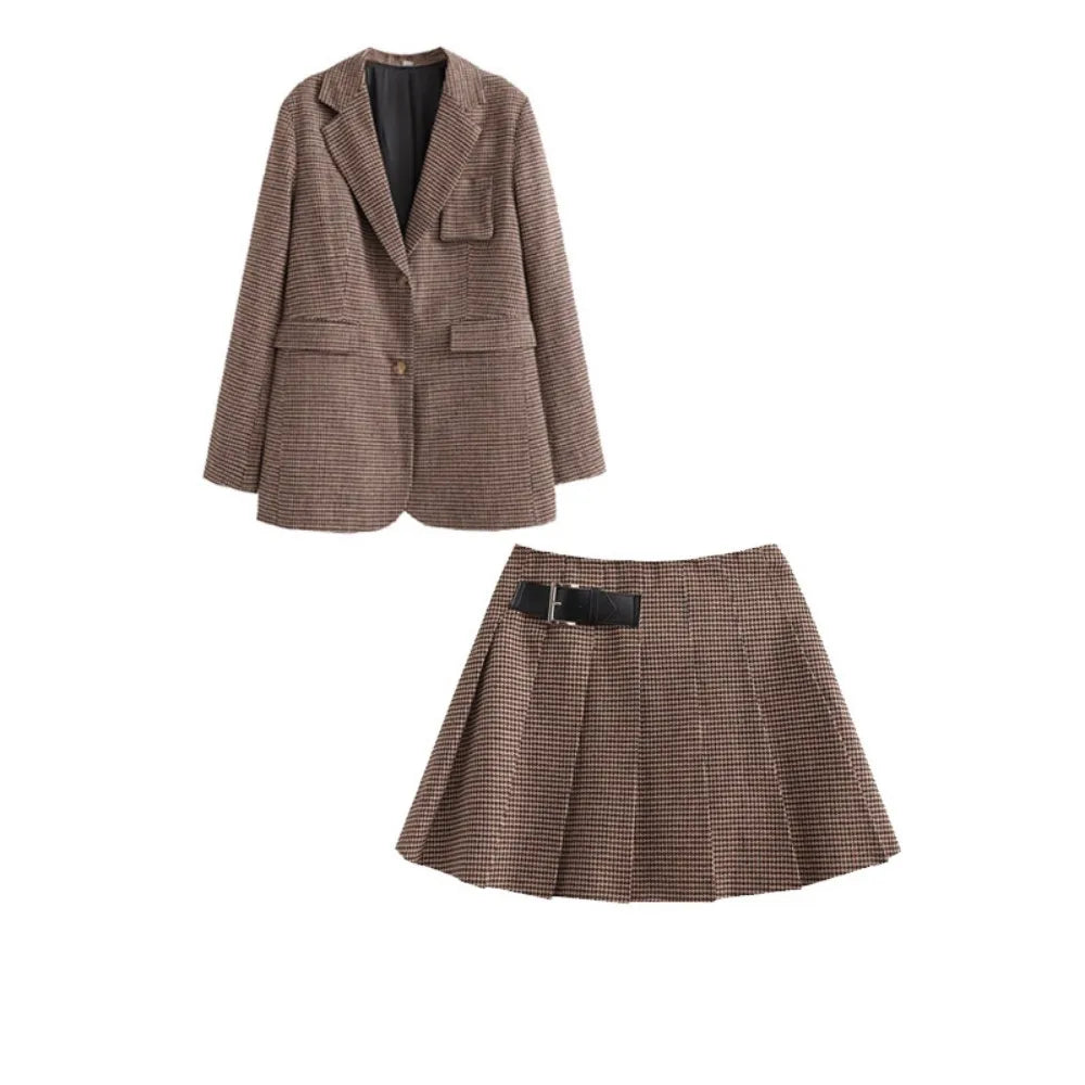 Slim Suit Coat with Pleated Skirt Pants Set Spring fashion - Gildas