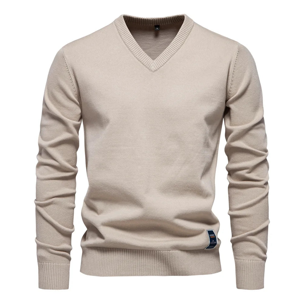 Solid Color V-Neck Sweater for Men | Ryan