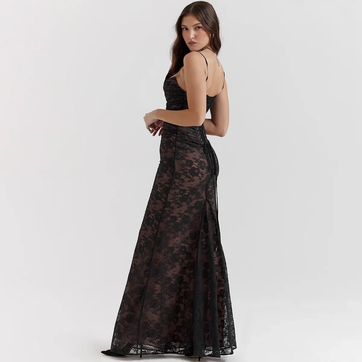 Long lace maxi party dress set - Marna