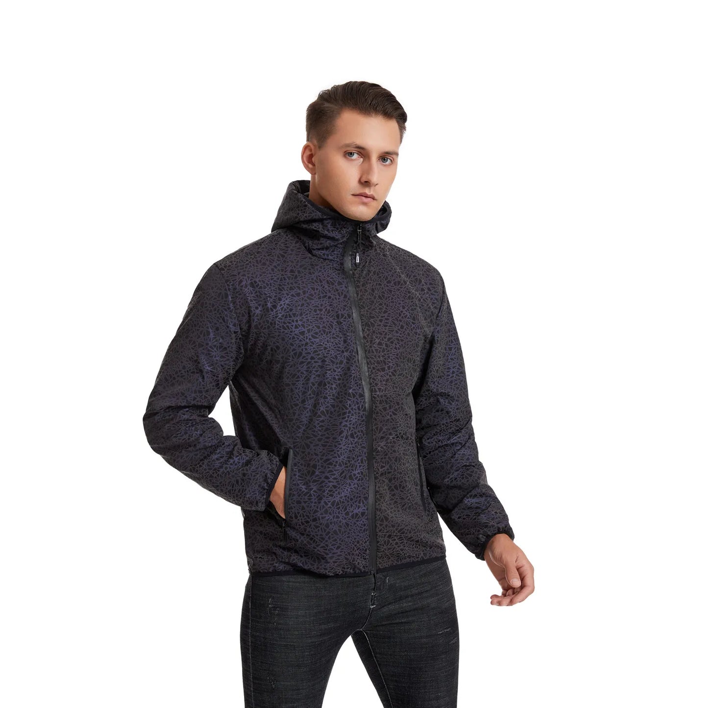 Men's Reflective Hooded Jacket, Colorful and Lightweight for Night Visibility | BrightPro