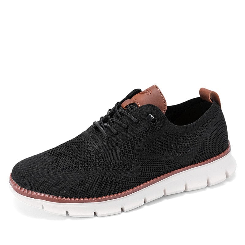 Knitted Lace-Up Shoes with Pull Tab and Segmented Sole