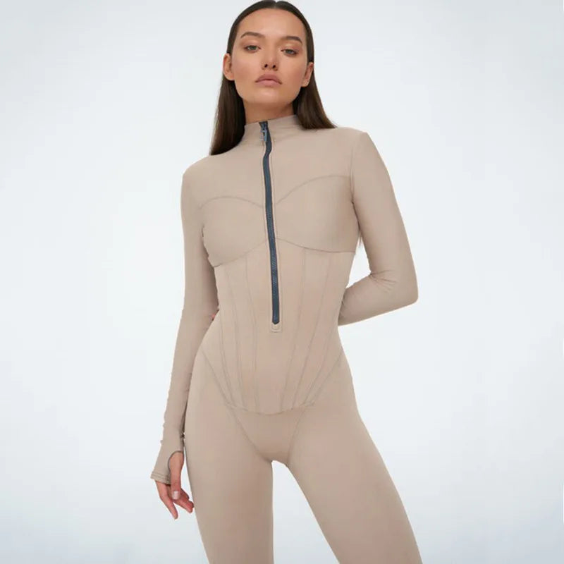 High Collar Zip Catsuit | Jadaren