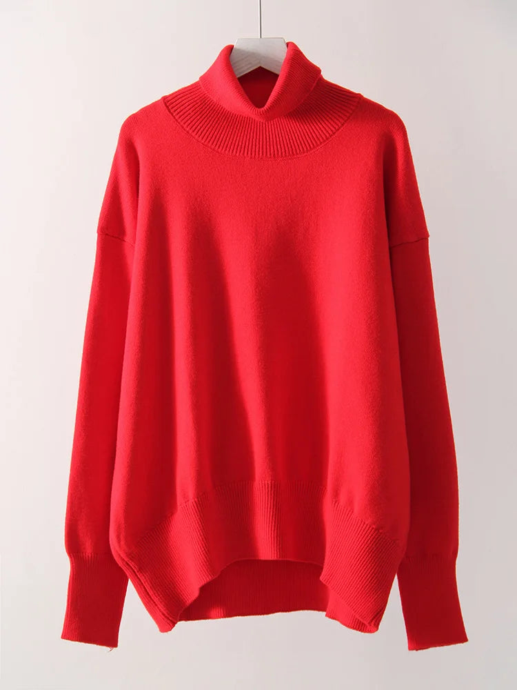 Ribbed Hem Women Turtleneck Sweater | Cherish