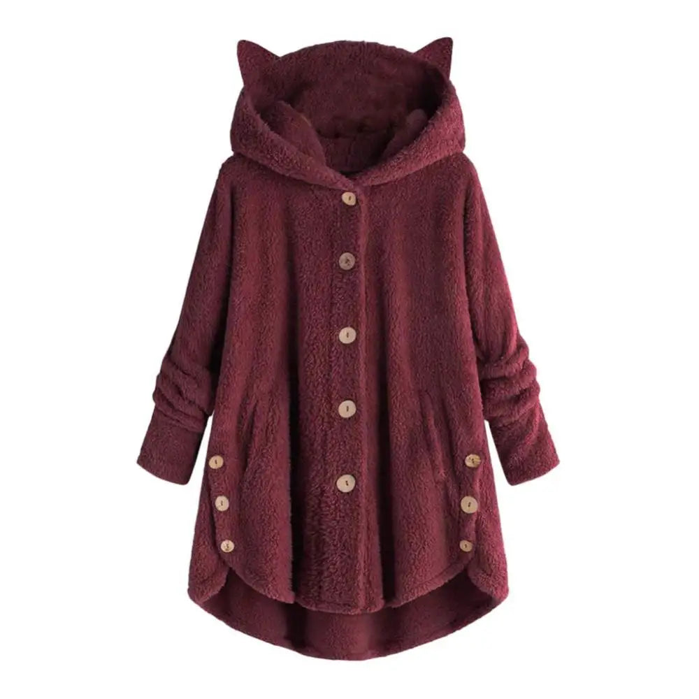 Fleece Cat Ear Hooded Coat | Kitty