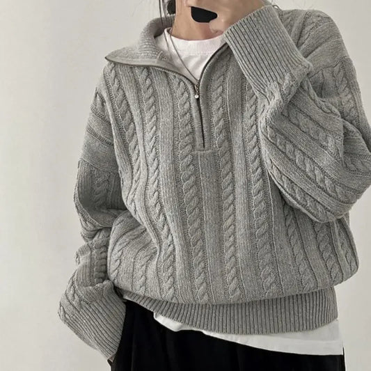 Half Zipper Vintage Knitted Sweater for Women | Lucy