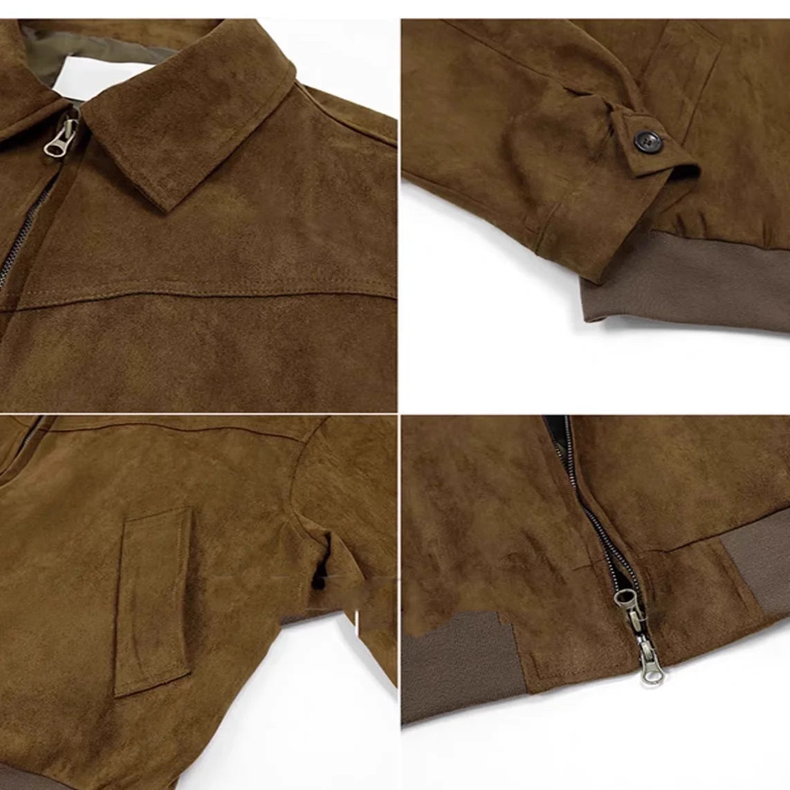 Men's Retro Suede Bomber Jacket with Pockets and Zipper | Paolo