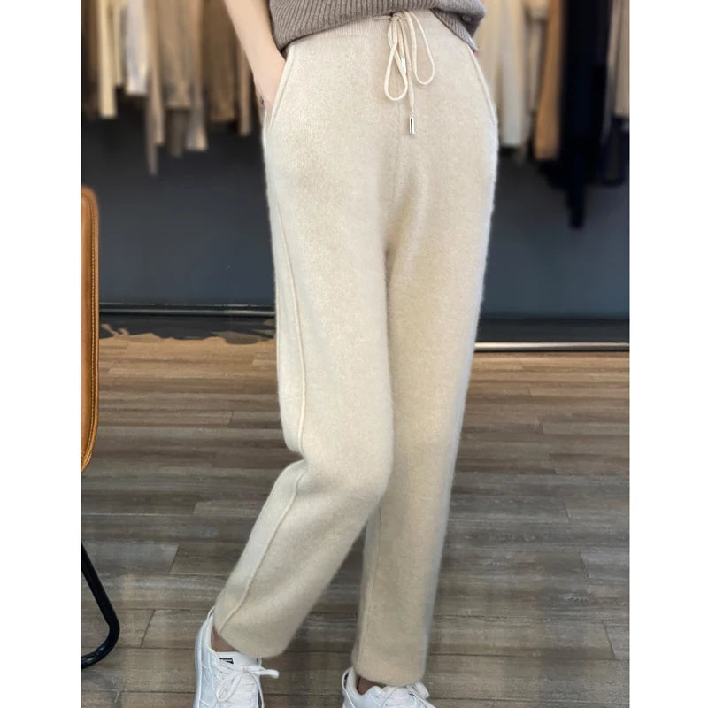 Women's Wool High-Waist Slim Pants | Carolina