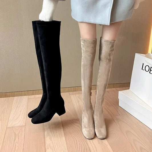 Faux suede over the knee boots for women - Ivanna