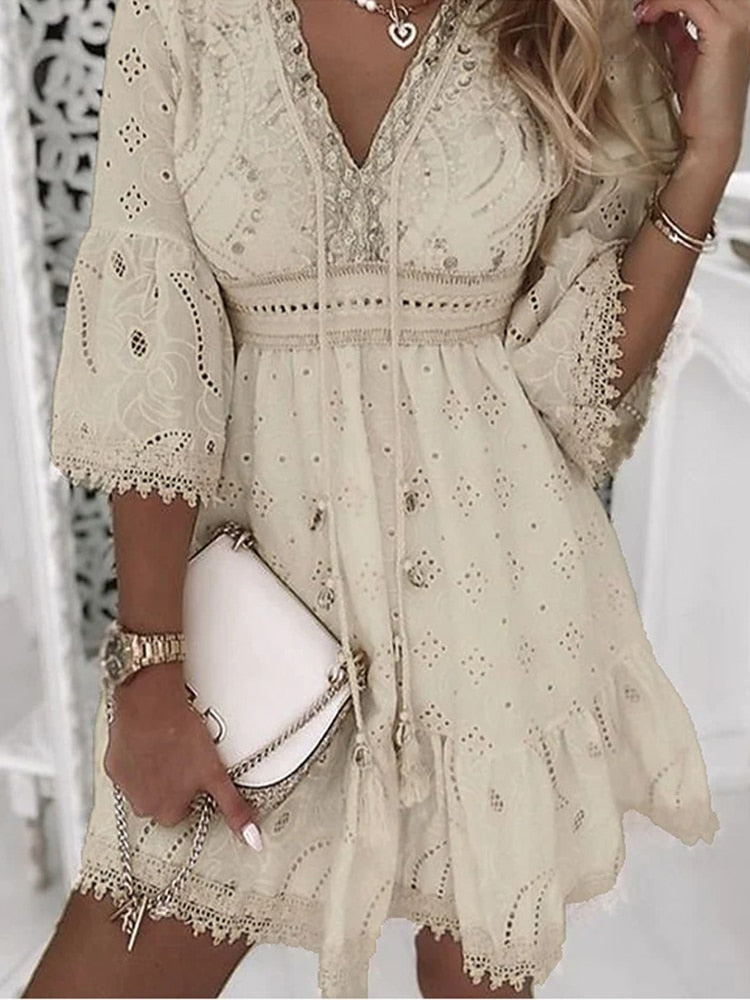 Boho Style Lace Mini Dress | Emmalynn