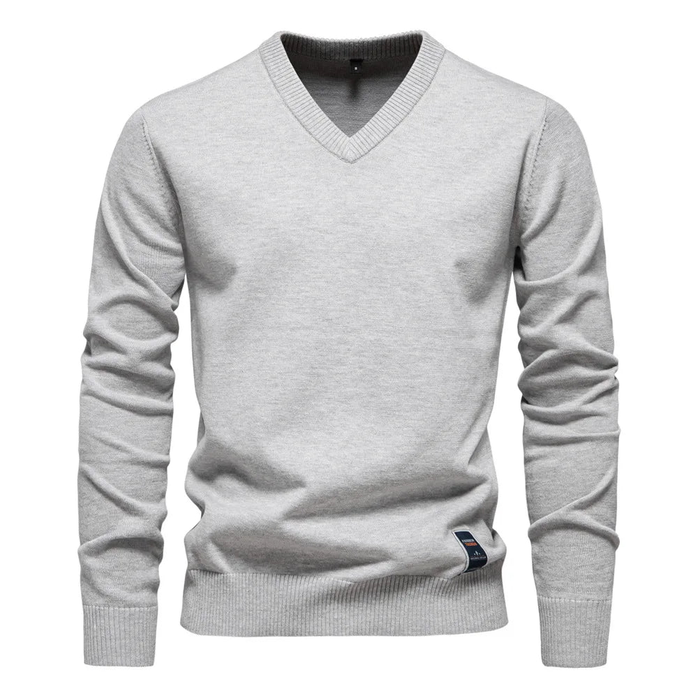 Solid Color V-Neck Sweater for Men | Ryan