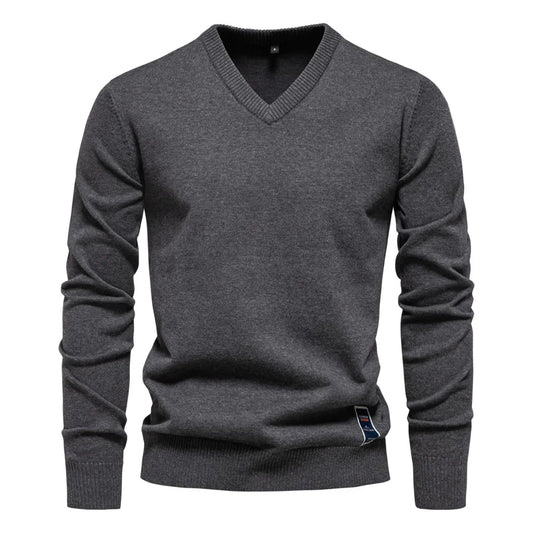 Solid Color V-Neck Sweater for Men | Ryan