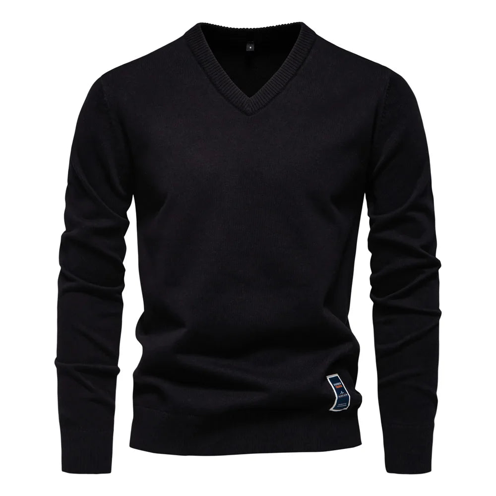 Solid Color V-Neck Sweater for Men | Ryan