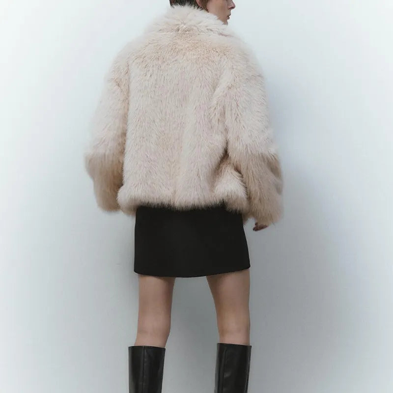 Women's Short Fur Jacket With Collar Accent | Darcie