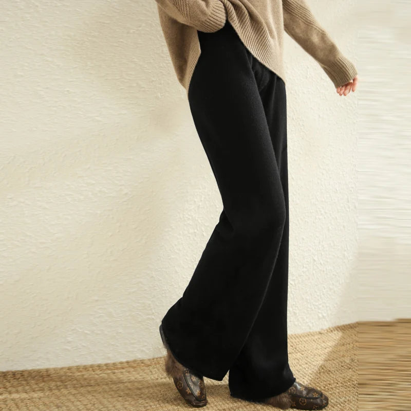 Women's Wool Wide Leg Pants for Autumn and Winter | Ariel