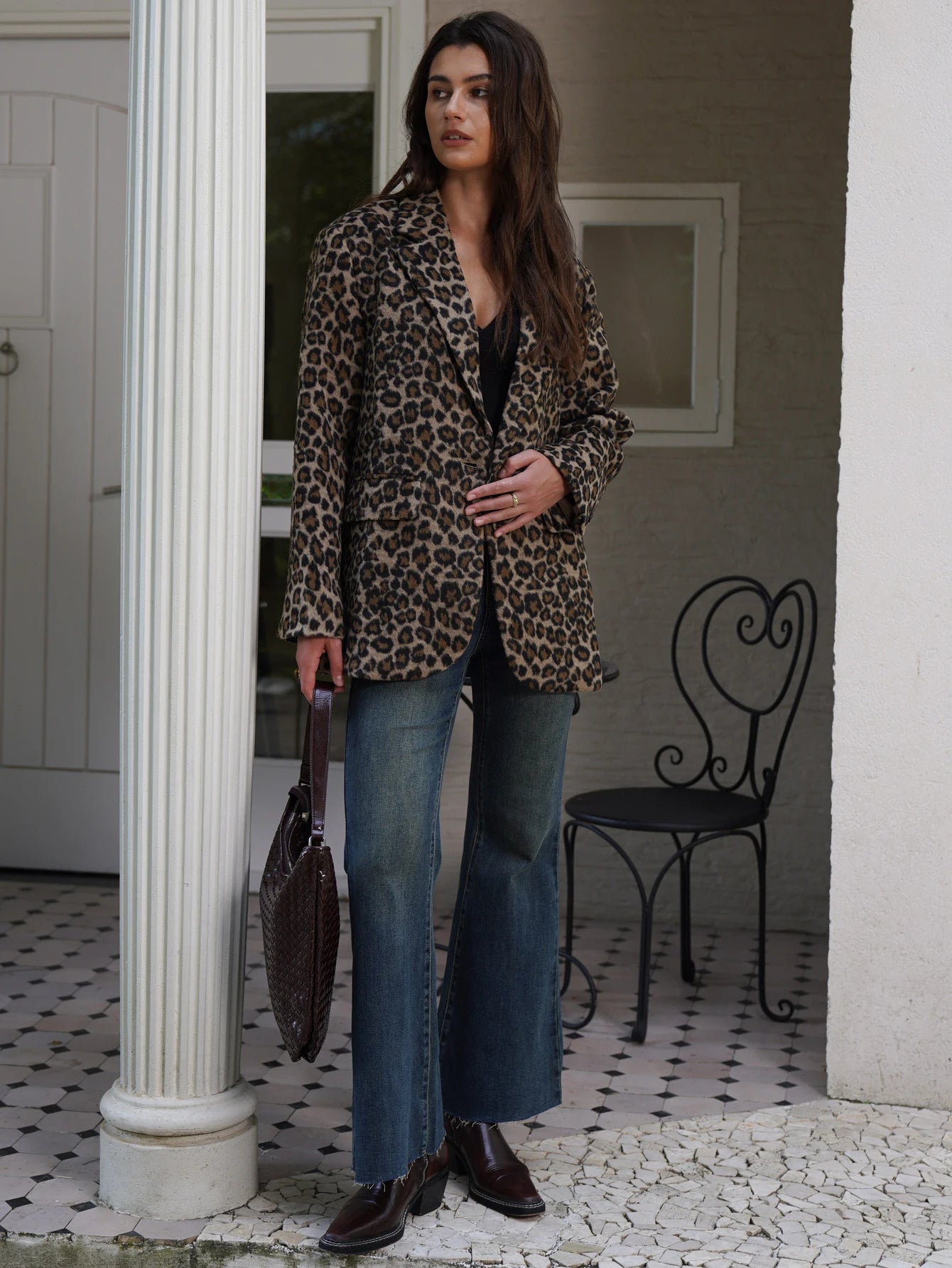 Winter Leopard Print Fur Blazer | Tatiana