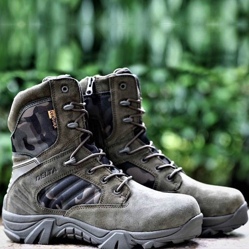 Long Army Boots with Side Zip for Men | Onerzo