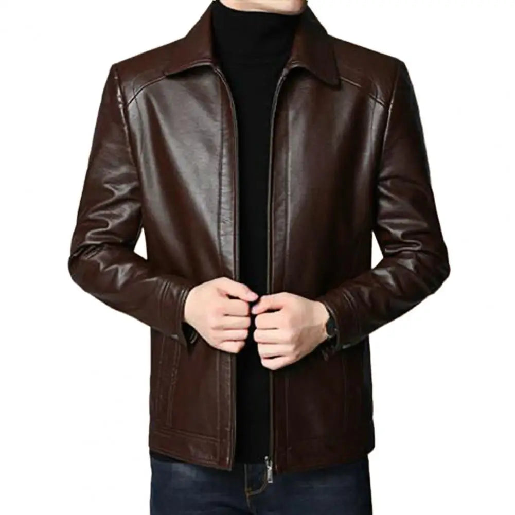 Men's Sleek Zip Up Leather Jacket | Cohen