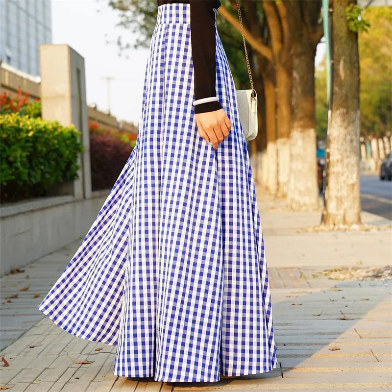 Checked Pleated Maxi Skirt | Elyse