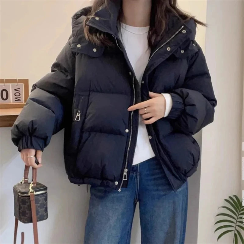 Puffer Jacket with High Collar