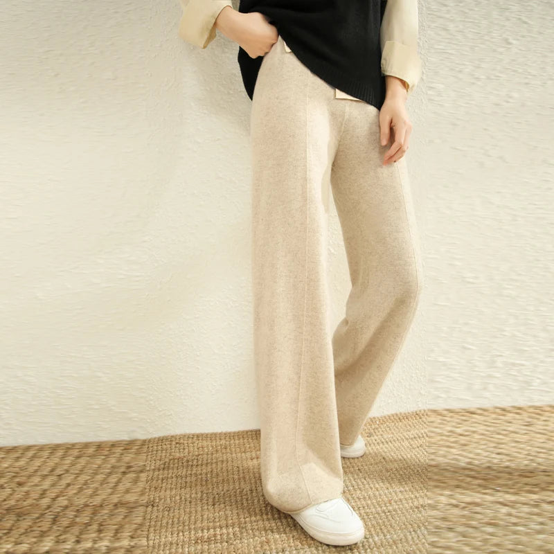 Women's Wool Wide Leg Pants for Autumn and Winter | Ariel