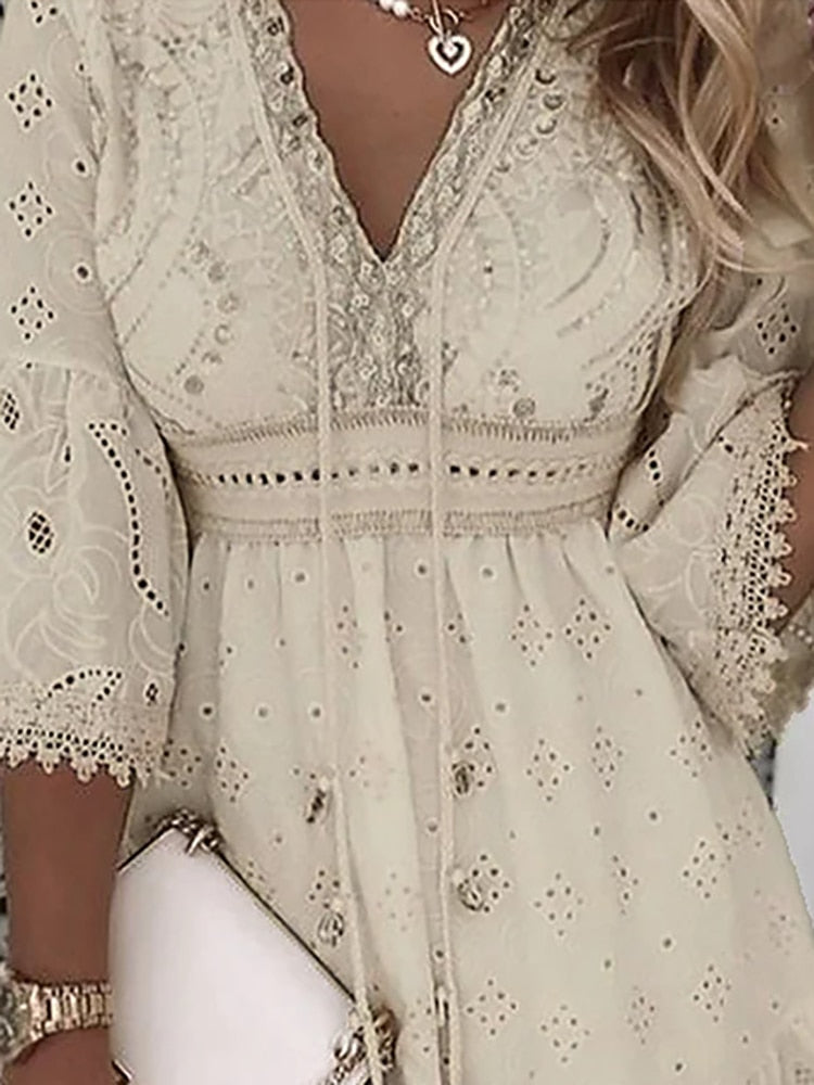 Boho Style Lace Mini Dress | Emmalynn