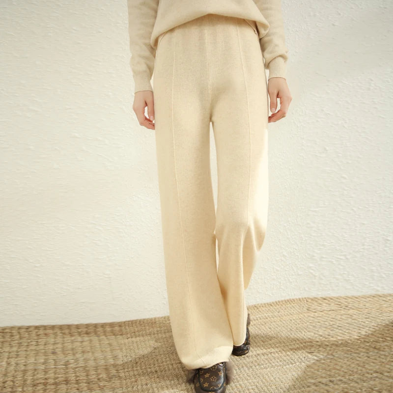 Women's Wool Wide Leg Pants for Autumn and Winter | Ariel