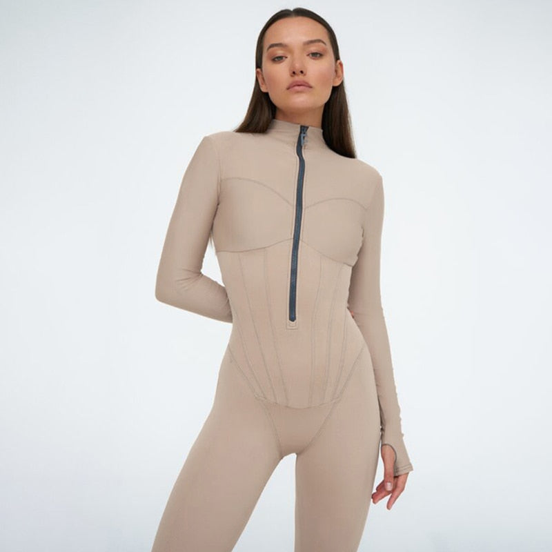 High Collar Zip Catsuit | Jadaren