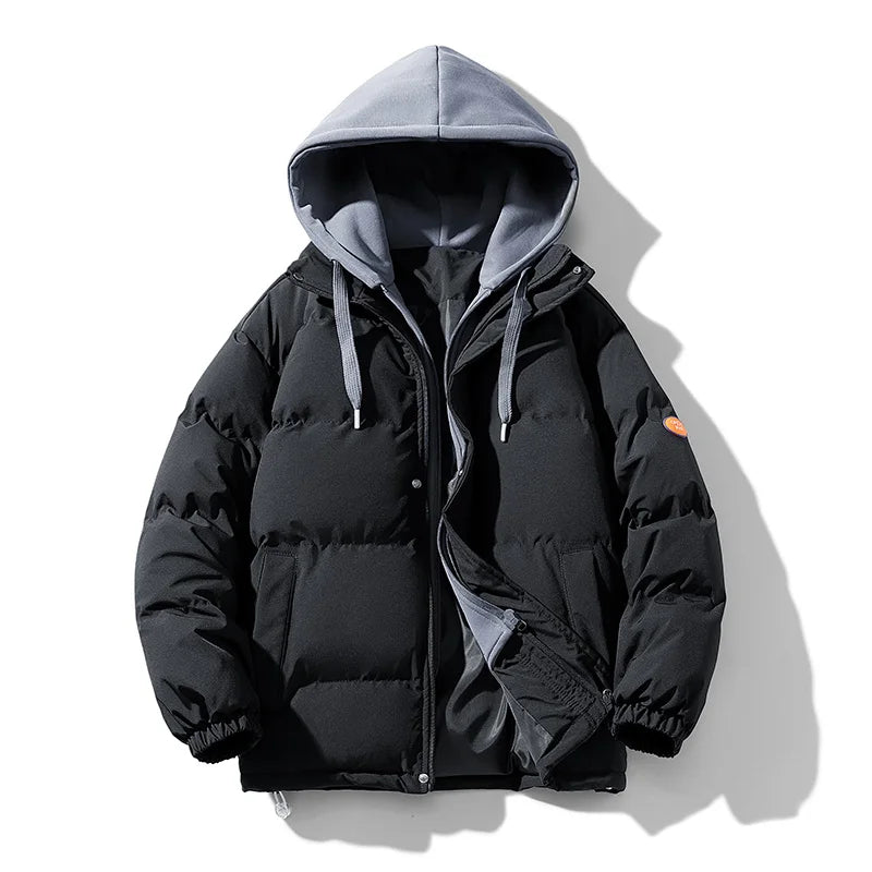 Color Contrast Hooded Puffer Jacket for Men | Vincent