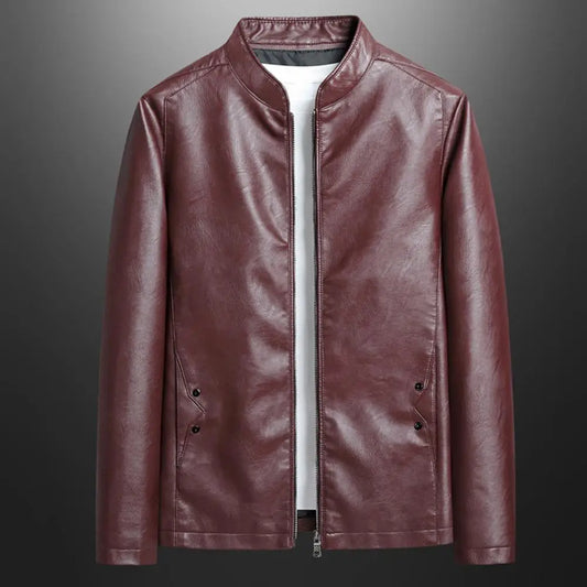 Stand-Up Collar Leather Jacket for Men | Hudson