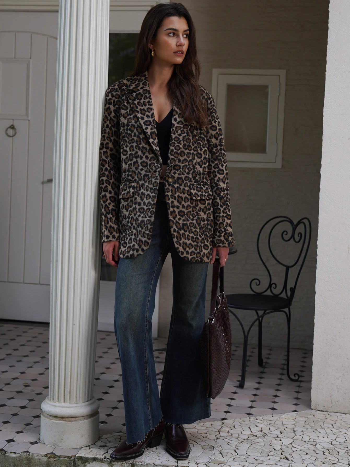 Winter Leopard Print Fur Blazer | Tatiana