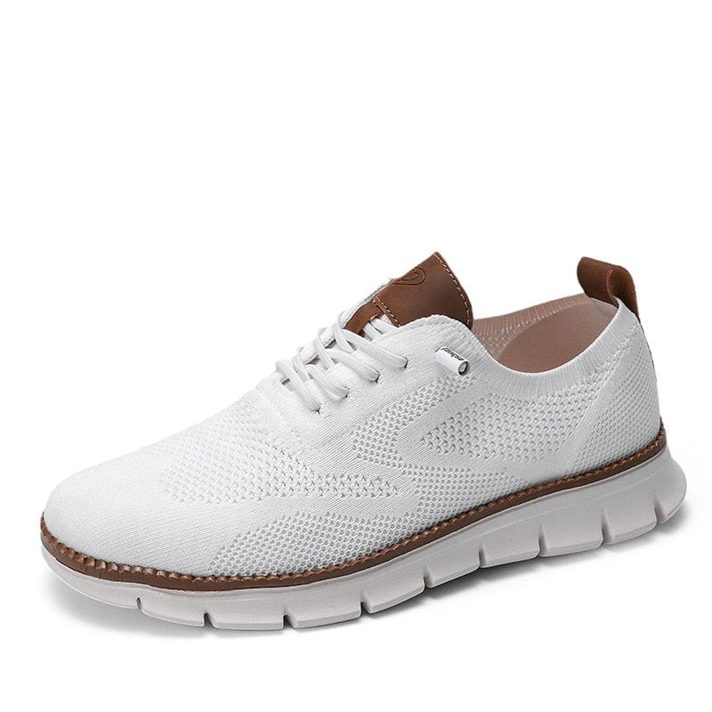 Knitted Lace-Up Shoes with Pull Tab and Segmented Sole