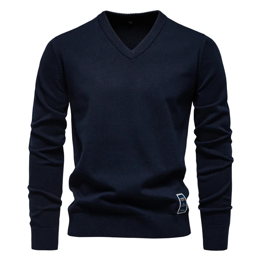 Solid Color V-Neck Sweater for Men | Ryan