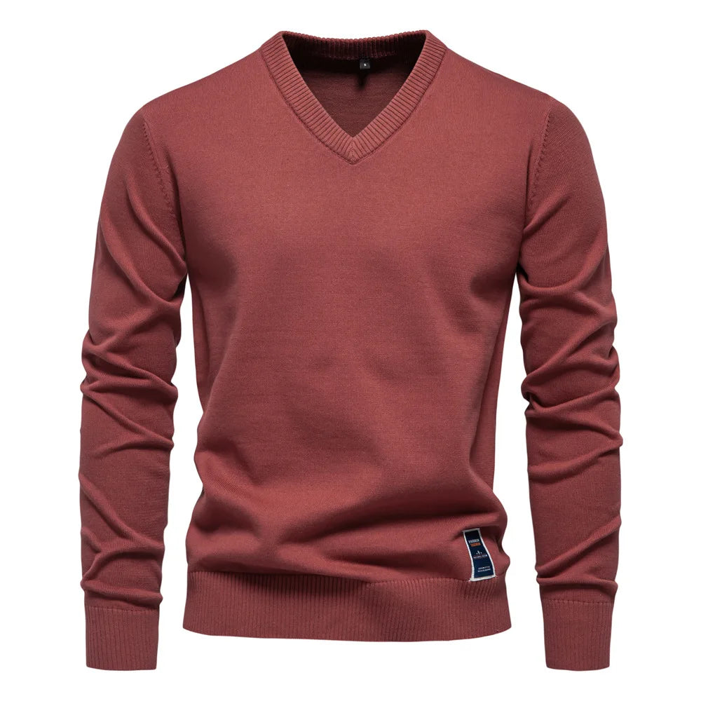 Solid Color V-Neck Sweater for Men | Ryan