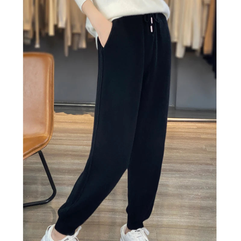 Women's Wool High-Waist Slim Pants | Carolina