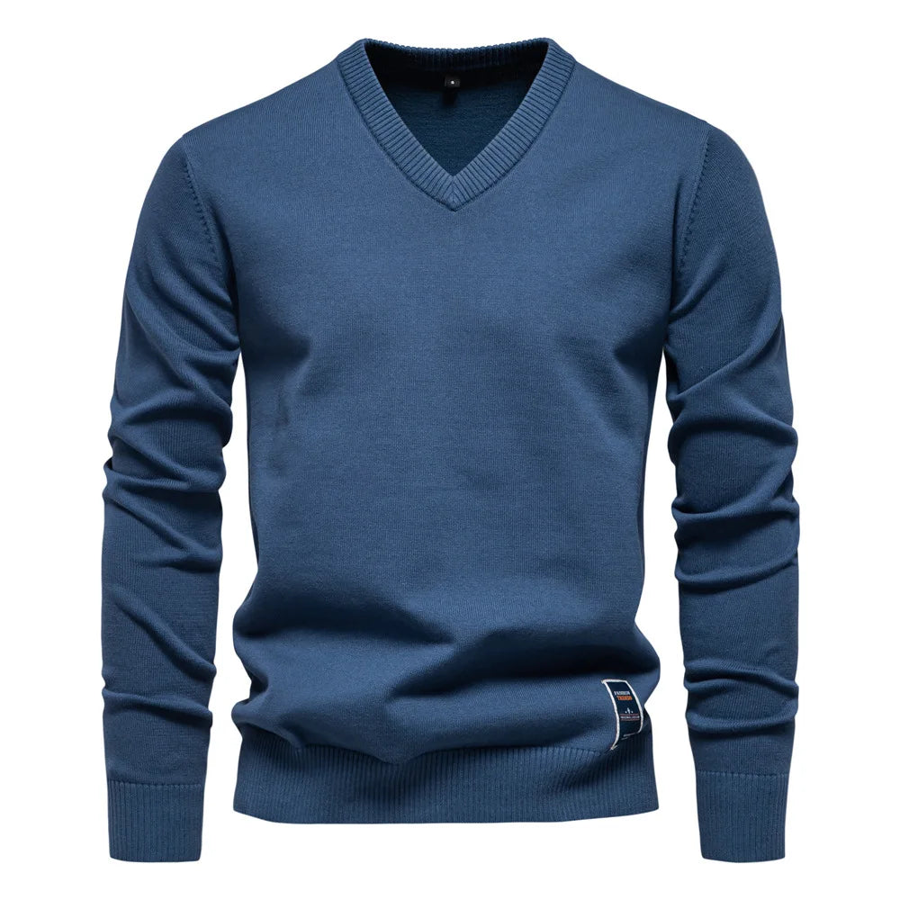 Solid Color V-Neck Sweater for Men | Ryan