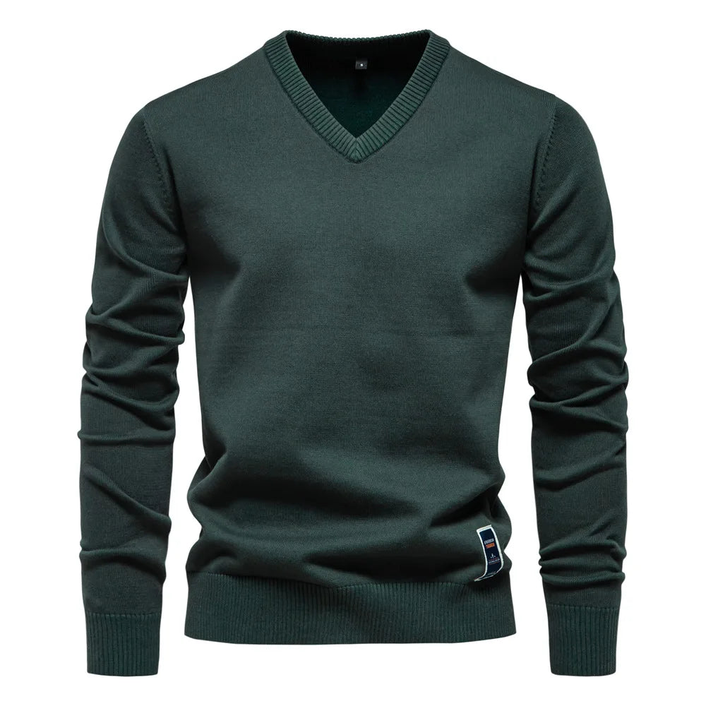 Solid Color V-Neck Sweater for Men | Ryan