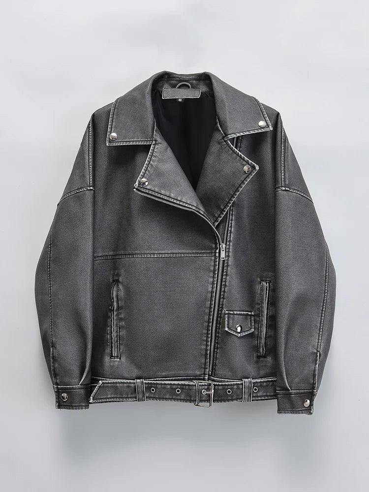 Women's Oversized Vintage Leather Jacket | Raina