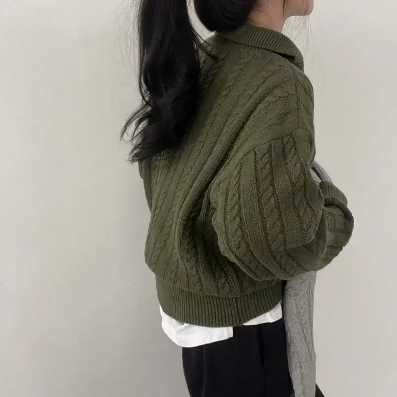 Half Zipper Vintage Knitted Sweater for Women | Lucy