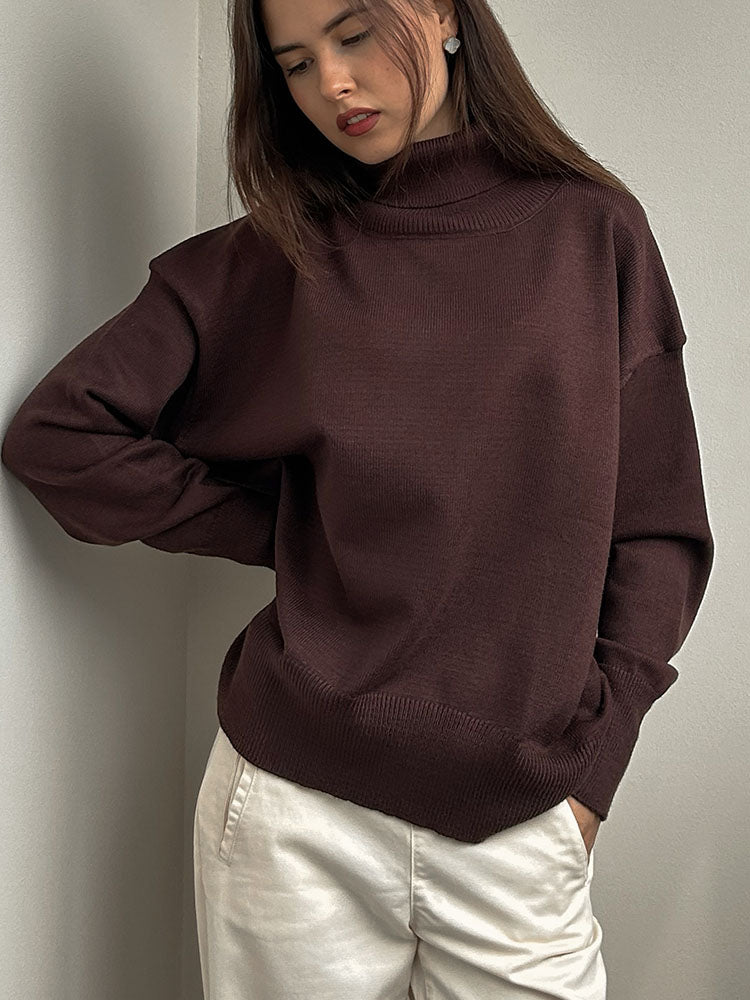 Ribbed Hem Women Turtleneck Sweater | Cherish