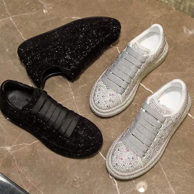 Glitter Sneakers with Crystal Embellishments | Glinda