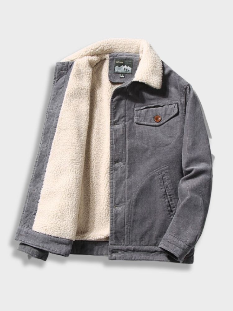 Ribbed jacket with fleece lining - Dylano