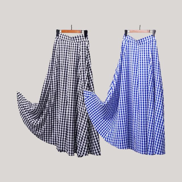 Checked Pleated Maxi Skirt | Elyse