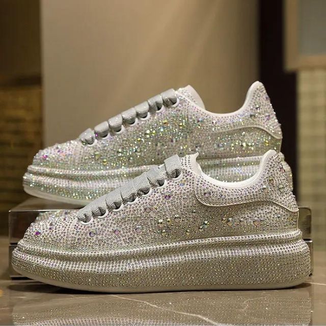 Glitter Sneakers with Crystal Embellishments | Glinda