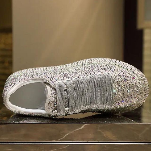 Glitter Sneakers with Crystal Embellishments | Glinda